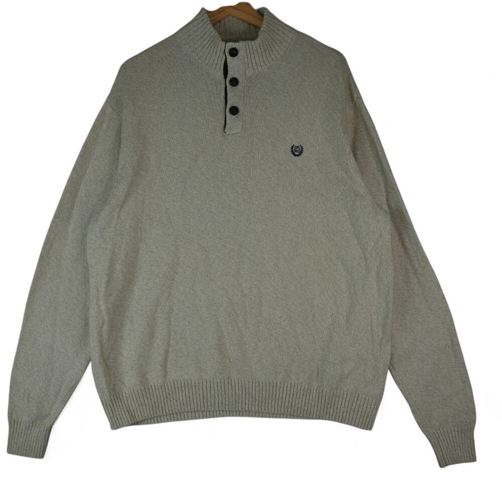 Chaps by Ralph Lauren Sweater Mens XXL Cream Jumper‎ Chunky Knit Cotton Patches